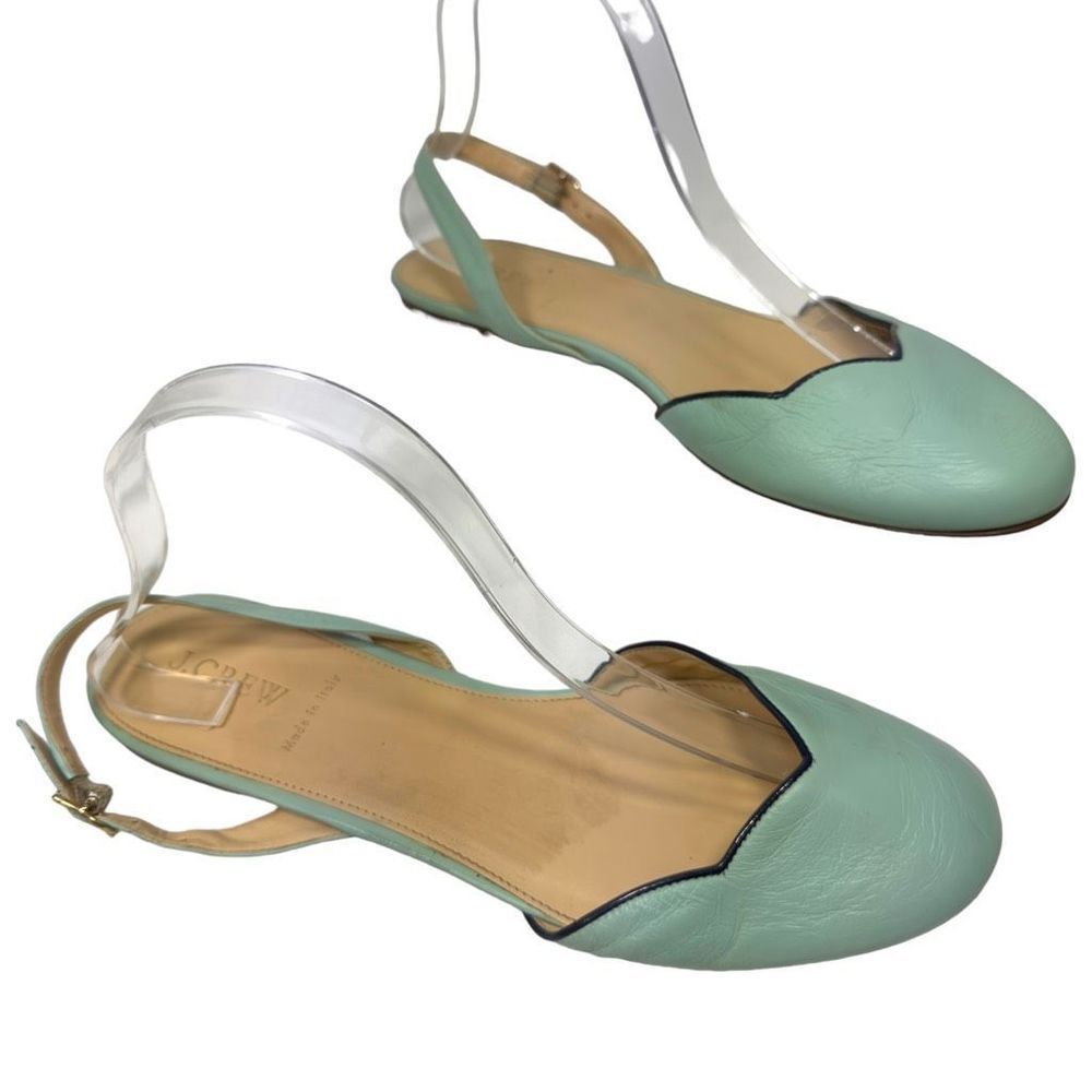 J. Crew Factory Mint Green Leather Slingback Flats
